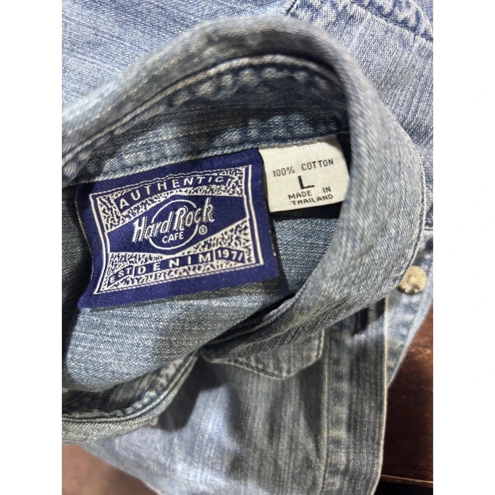 Vintage "Kona" Hawaii 90s Hard Rock Cafe Denim button up Women's sleeveless‎ - Picture 6 of 7
